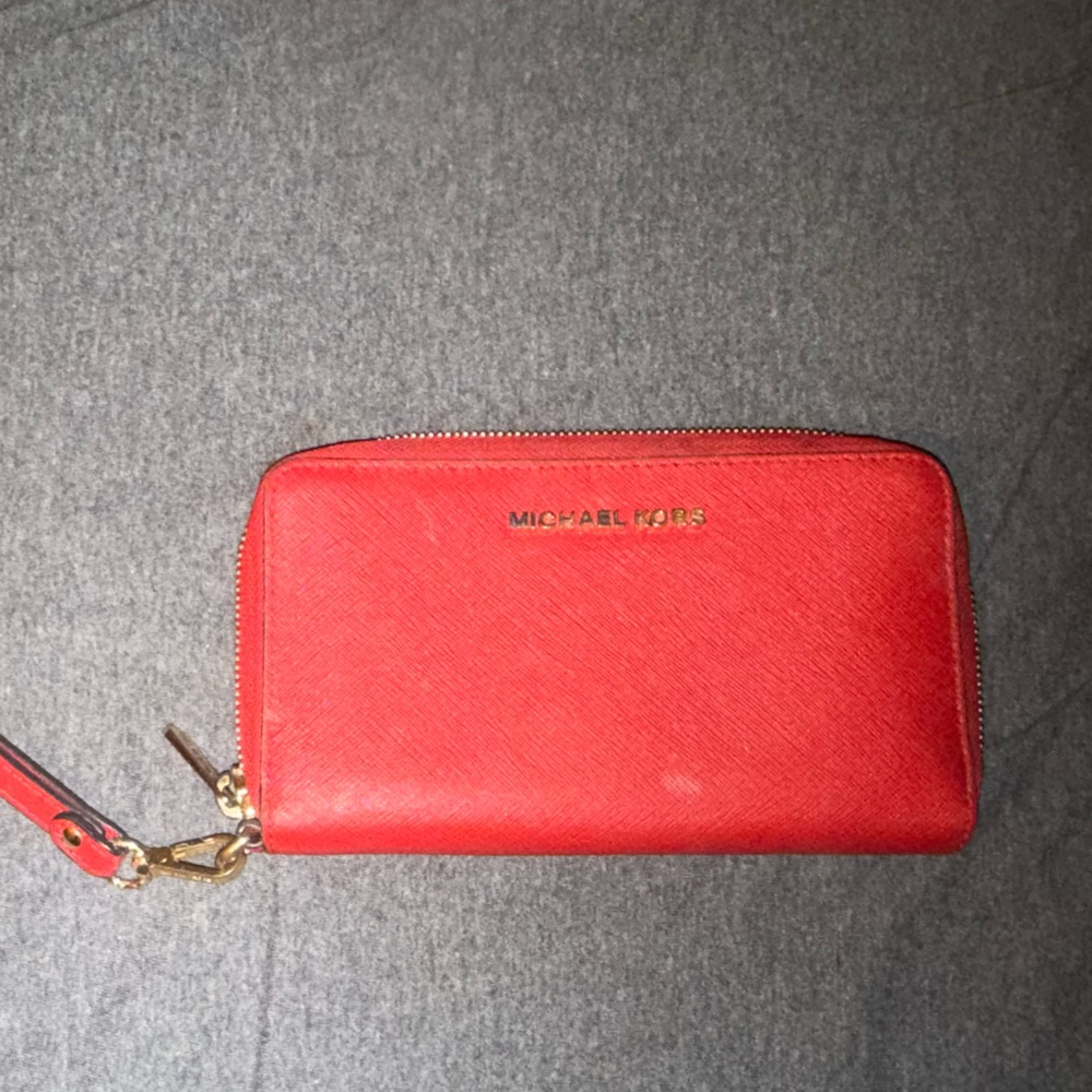 Michael Kors Scarlet Wristlet with Gold Accents